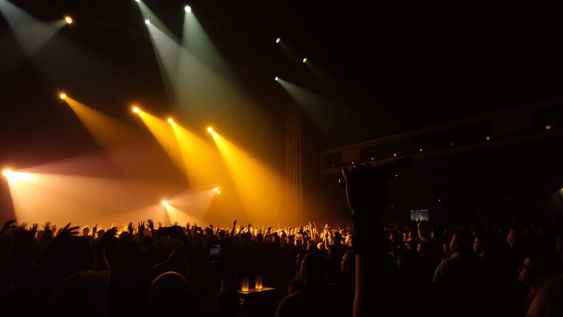 Concert stage with golden lights
